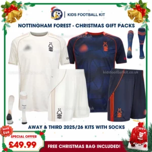 Nottingham Forest Gift Pack – Away and Third Kids Football Kit 2025/26 (With socks)