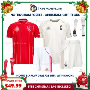 Nottingham Forest Gift Pack – Home and Away Kids Football Kit 2025/26 (With socks)