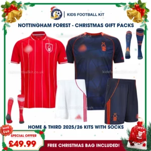 Nottingham Forest Gift Pack – Home and Third Kids Football Kit 2025/26 (With socks)