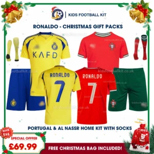 Portugal & Al Nassr Gift Pack – Multi-Kit Kids Football Kit 2025 – RONALDO 7 (With Socks)