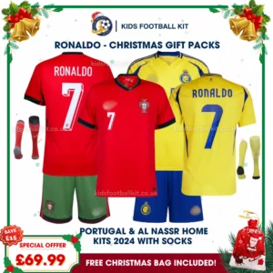 Portugal & Al Nassr Gift Pack – Multi-Kit Kids Football Set 2024 – RONALDO 7 (With Socks)