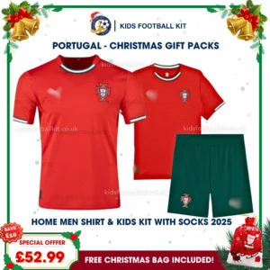 Portugal Gift Pack – Home Dad Shirt and Son Kids Football Kit 2025 (With socks)