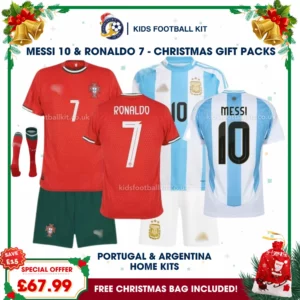 Portugal and Argentina Gift Pack– Multi-Kit Kids Football Set 2025 – RONALDO 7 and MESSI 10