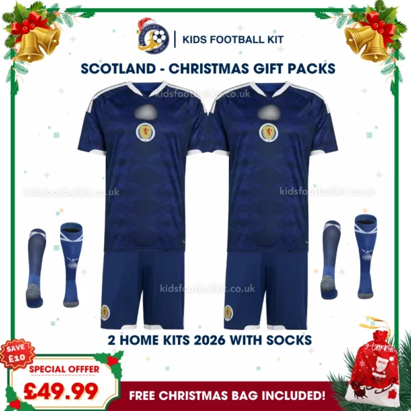 Scotland Gift Pack – World Cup 2026 Home Men and Kids Football Kit (With socks)