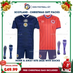Scotland Gift Pack – World Cup 2026 Home and Away Kids Football Kit (With socks)