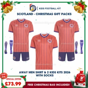 Scotland World Cup 2026 Family Gift Pack – Away Dad Shirt and 2 Kids Football Kits