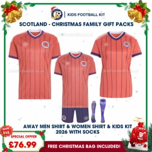 Scotland World Cup 2026 Family Gift Pack – Away Dad and Mum Shirts and Kids Football Kit