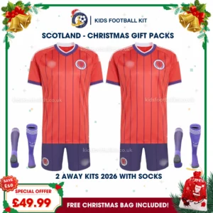 Scotland World Cup 2026 Gift Pack – 2 Away Kids Football Kits (With socks)