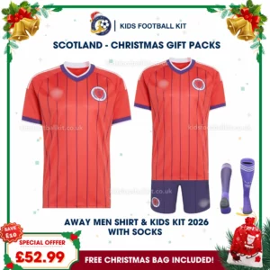 Scotland World Cup 2026 Gift Pack – Away Dad Shirt and Son Kids Football Kit (With socks)