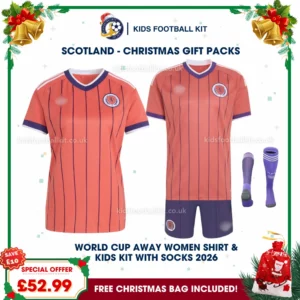 Scotland World Cup 2026 Gift Pack – Away Mum Shirt and Son Kids Football Kit (With socks)