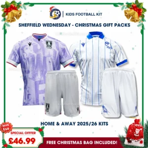 Sheffield Wednesday Gift Pack – Home and Away Kids Football Kit 2025/26 (No socks)