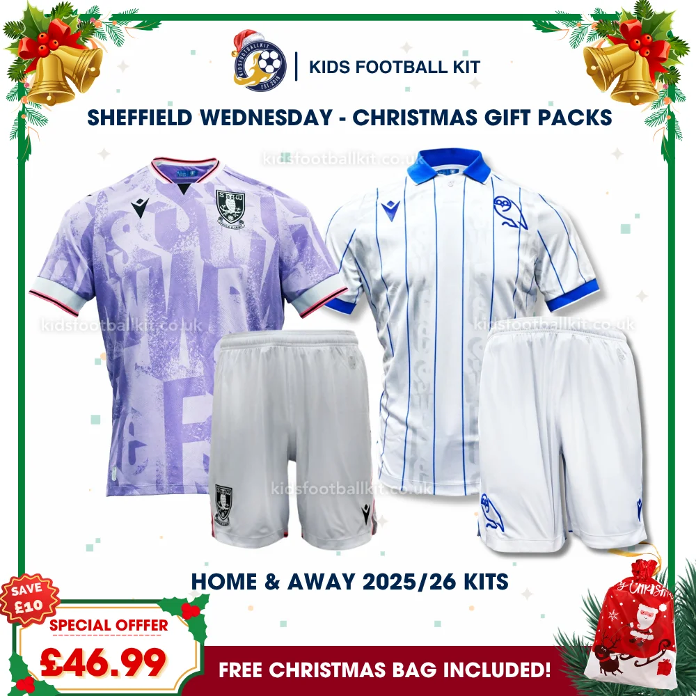 Sheffield Wednesday Gift Pack – Home and Away Kids Football Kit 2025/26 (No socks)