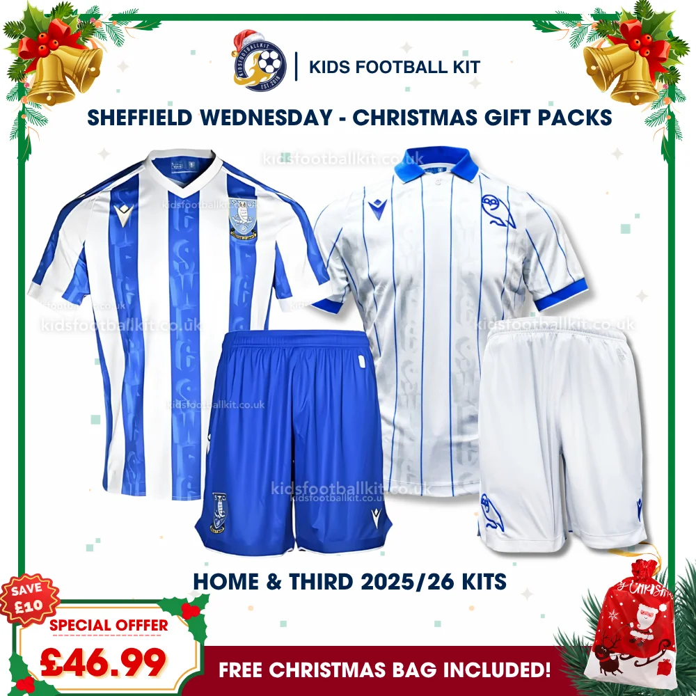 Sheffield Wednesday Gift Pack – Home and Third Kids Football Kit 2025/26 (No socks)