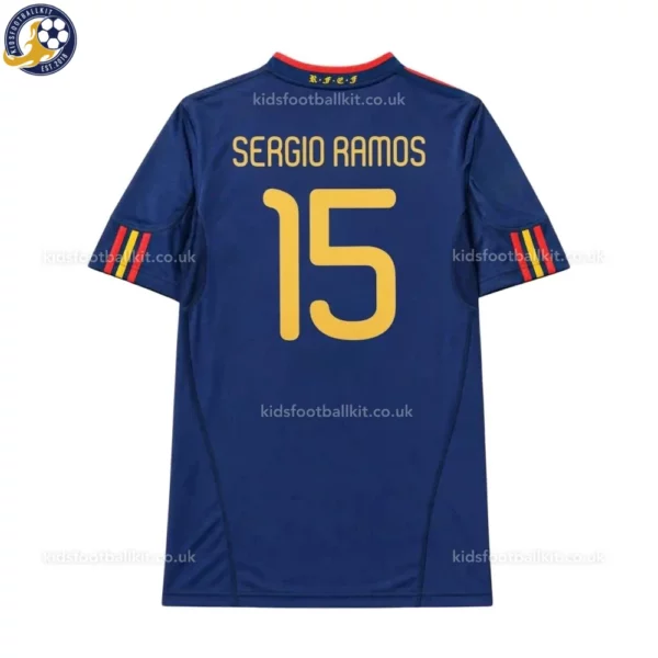 Spain Away Kids Kit 2010-back view-SERGIO RAMOS 15-no socks