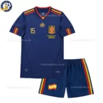 Spain Away Kids Kit 2010-front view-SERGIO RAMOS 15-no socks