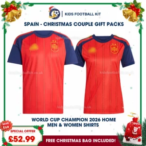 Spain World Cup Champions 2026 Couple Gift Pack – Home Men and Women Football Shirts