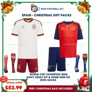 Spain World Cup Champions 2026 Gift Pack – Away Dad Kit and Home Son Kids Football Kit