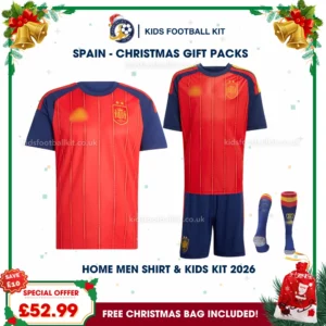 Spain World Cup Champions 2026 Gift Pack – Home Dad Shirt and Son Kids Football Kit