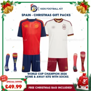 Spain World Cup Champions 2026 Gift Pack – Home and Away Kids Football Kit