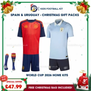 Spain World Cup Champions 2026 and Uruguay World Cup 2026 Gift Pack – Home Kids Football Kit