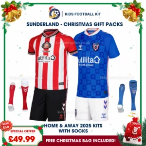 Sunderland Gift Pack – Home & Away Kids Football Kit 2025/26 (With socks)