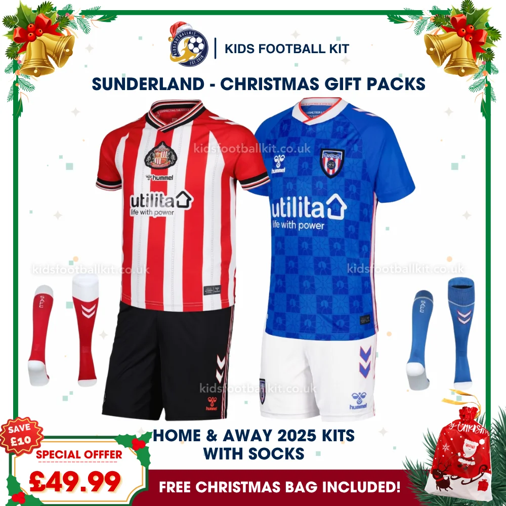 Sunderland Gift Pack – Home & Away Kids Football Kit 2025/26 (With socks)