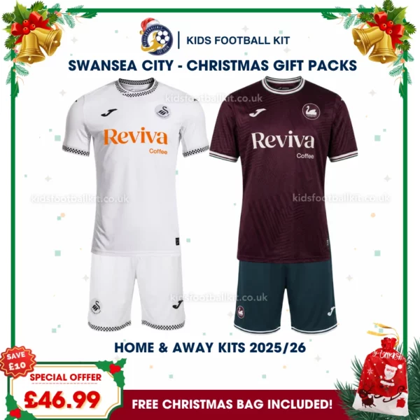 Swansea City Gift Pack – Home and Away Kids Football Kit 2025/26 (No socks)
