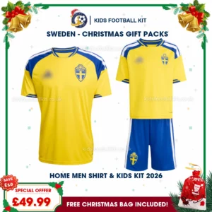 Sweden World Cup 2026 Gift Pack – Home Dad Shirt and Son Kids Football Kit-new