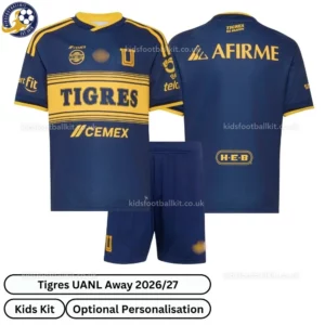 Tigres UANL Away Kids Kit 26_27 No Socks - Overview