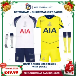 Tottenham Hotspur Gift Pack – Home and Third Kids Football Kit 2025/26 (With socks)