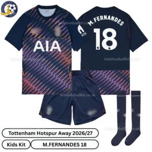 Tottenham away Kids Kit 26_27-over view-M.FERNANDES 18-with socks