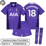 Tottenham third Kids Kit 26_27-over view-M.FERNANDES 18-with socks