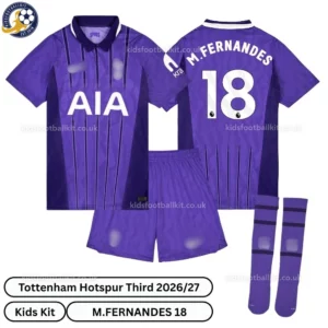 Tottenham third Kids Kit 26_27-over view-M.FERNANDES 18-with socks