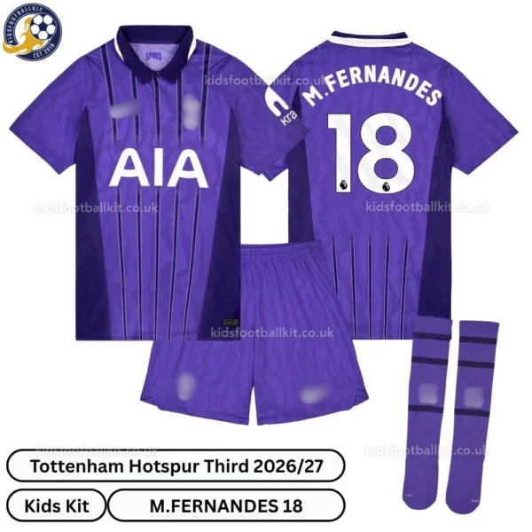 Tottenham third Kids Kit 26_27-over view-M.FERNANDES 18-with socks