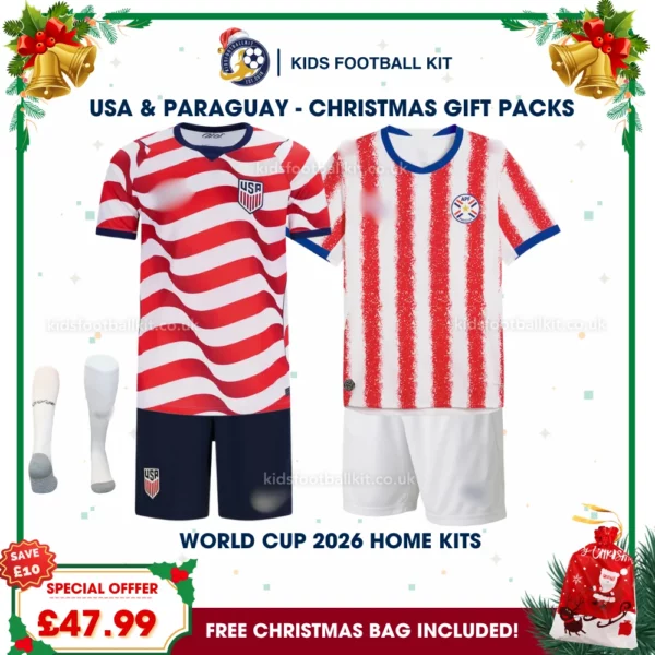 USA and Paraguay World Cup 2026 Gift Pack – Home Kids Football Kit