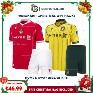 Wrexham Gift Pack – Home and Away Kids Football Kit 2025/26 (No socks)