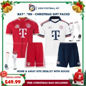 Bay^_^rn Gift Pack – Home and Away Kids Football Kit 2026/27 (With socks)