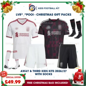 Lvr^_^pooI Gift Pack – Away and Third Kids Football Kit 2026/27 (With socks)