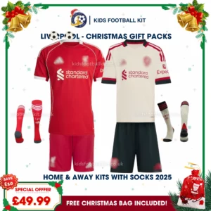 Lvr^_^pooI Gift Pack – Home & Away Kids Football Kit 2025/26 - Fan Version