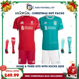 Lvr^_^pooI Gift Pack – Home and Third Kids Football Kit 2025/26 - Fan Version