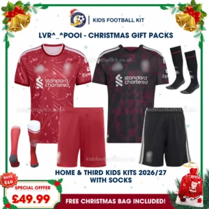 Lvr^_^pooI Gift Pack – Home and Third Kids Football Kit 2026/27 (With socks)